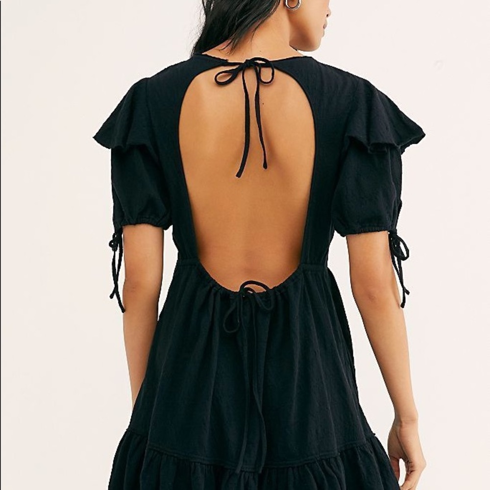 EUC Free People black Iris mini dress FP beach